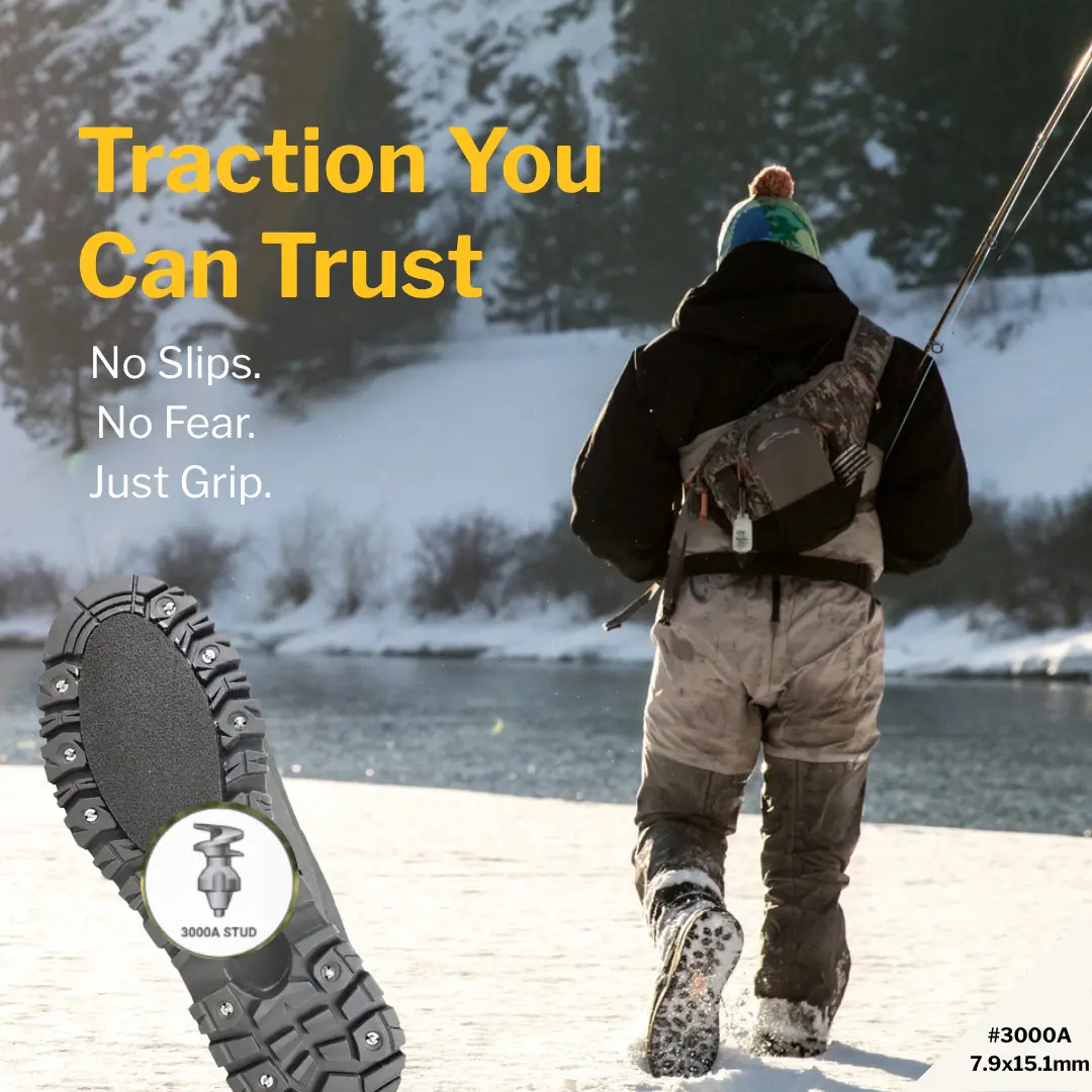 Model 300A 4.4mm Prominence Boot Studs for Traction in Wading Boots