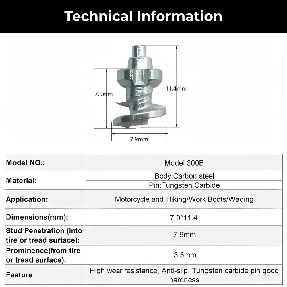 Model 300B hiking boot spikes technical specifications