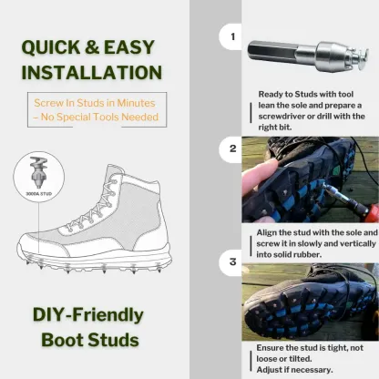 Quick installation guide for screw-in shoe studs