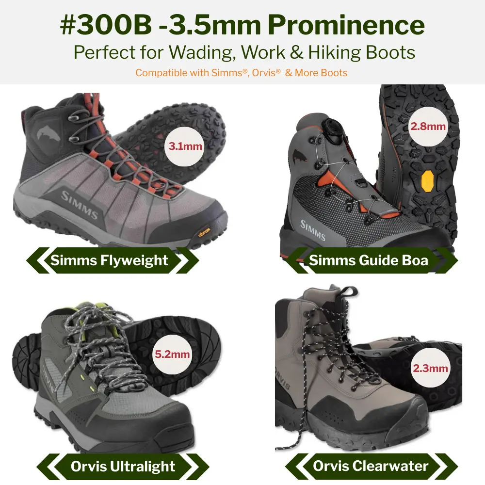 Model 300B 3.5mm Prominence Screw in Studs for Improved Traction in Work Boots or Hiking Boots