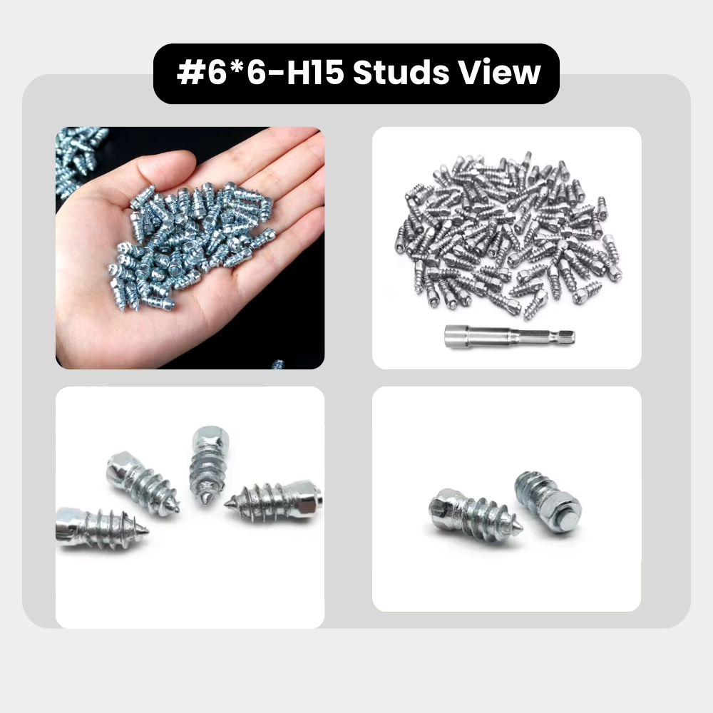 Model 6×6-H15 Tyre Studs for Motorcycle | Screw-In Tire Studs