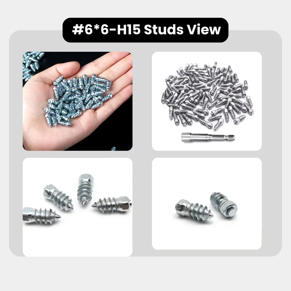Model 6×6-H15 Tyre Studs for Motorcycle | Screw-In Tire Studs
