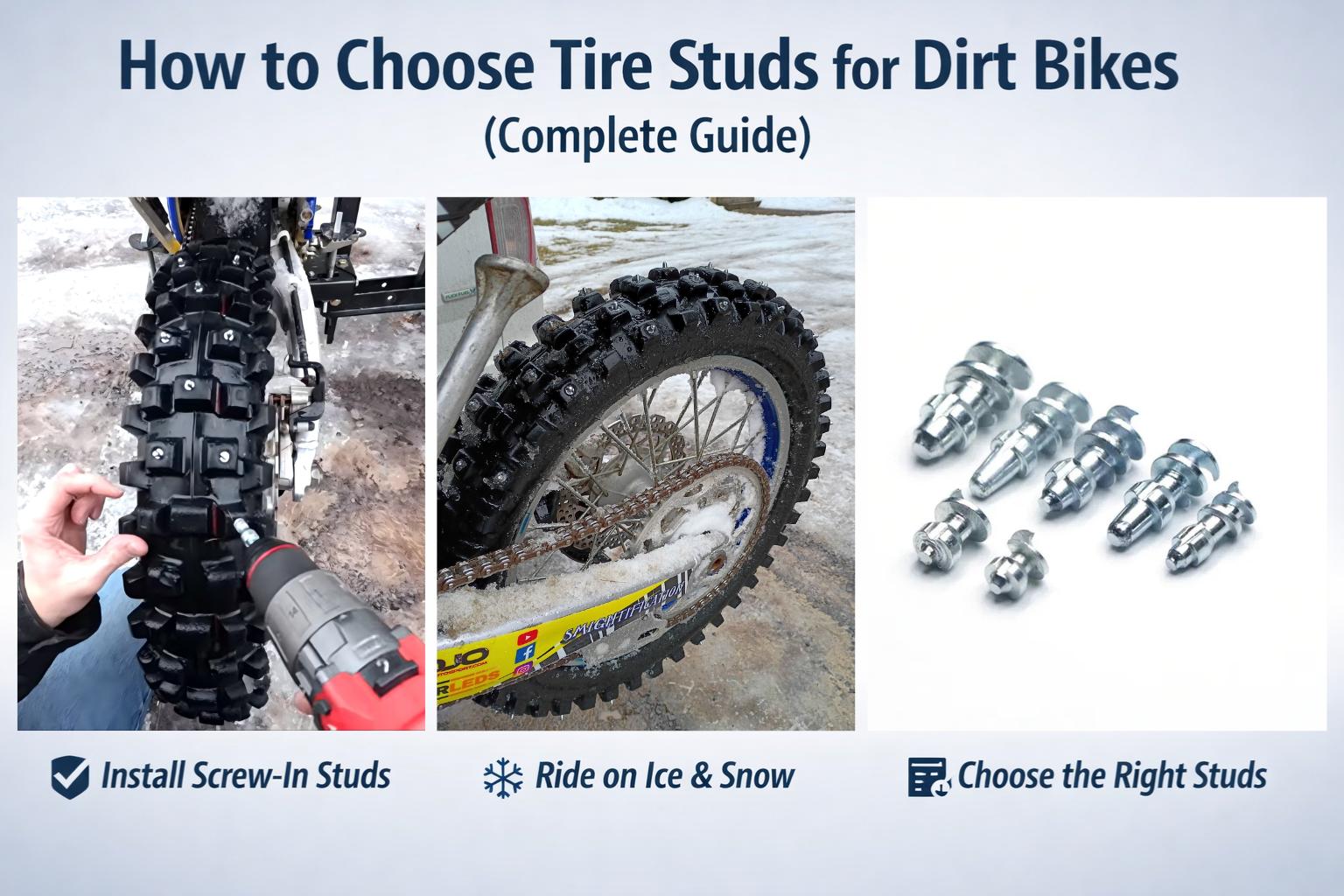 install screw tire studs on dirt bike tire