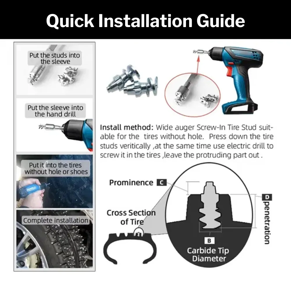 model 175 tire studs installation guide