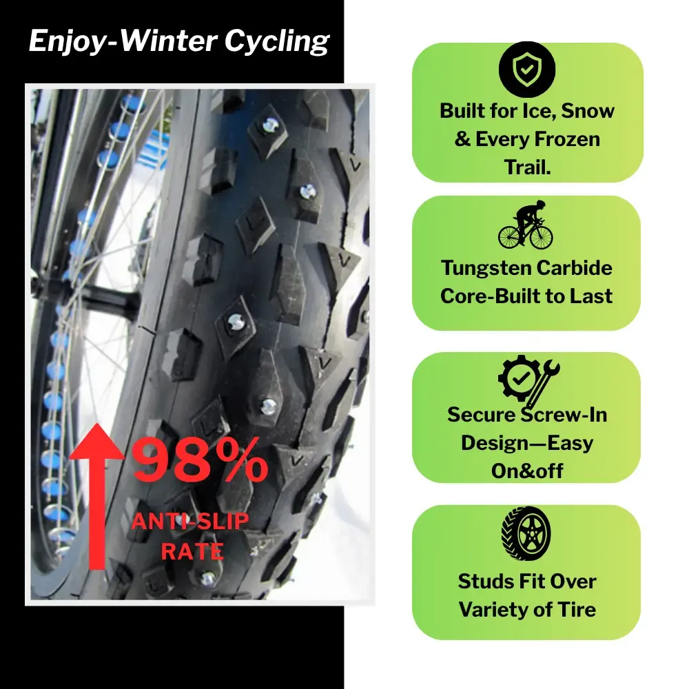 100 fat bike studs with carbide tip for superior winter grip