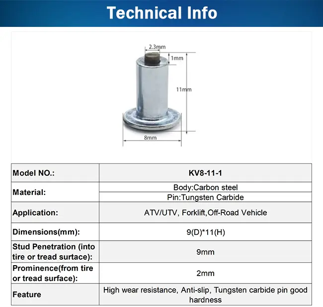 φ8×11mm carbide stud dimensions