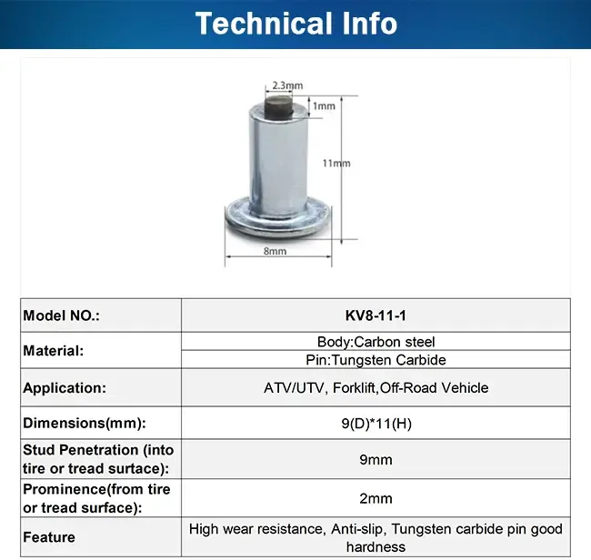 φ8×11mm carbide stud dimensions
