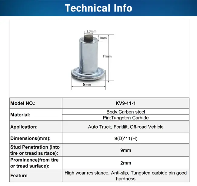 Model φ9*11mm ice studs specs