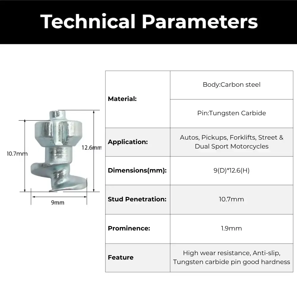 Model 120 Motorcycle Tire Studs for Winter Cycling Safety