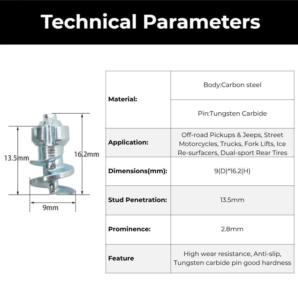 model 140 ice studs size chart
