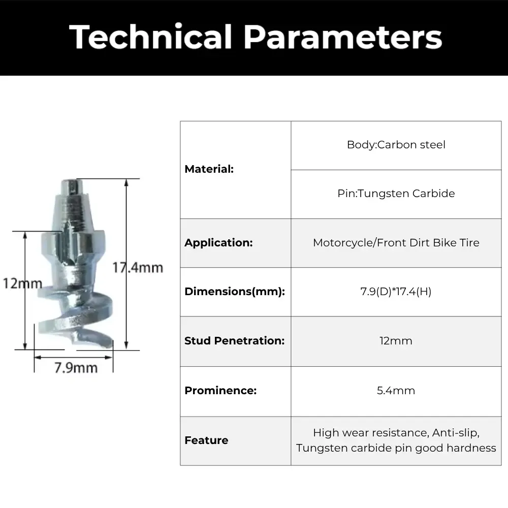 model 174 ice studs size chart