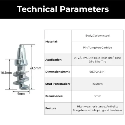 Model 180R motorcycle tire studs technical specifications