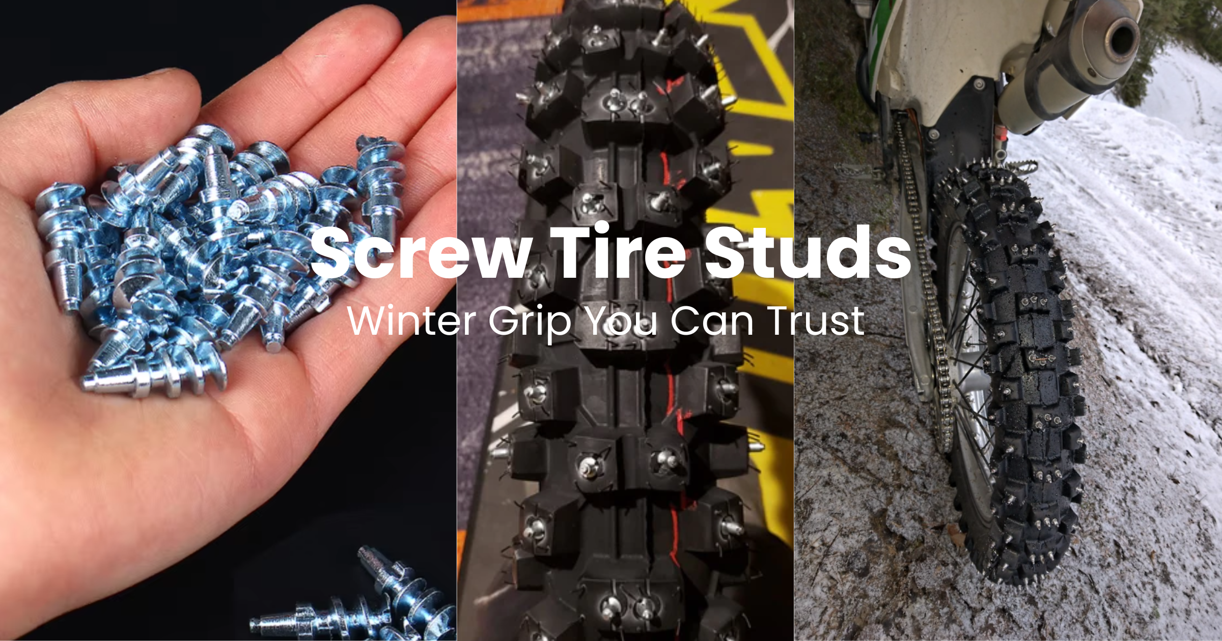 Motorcycle screw tire studs in snow