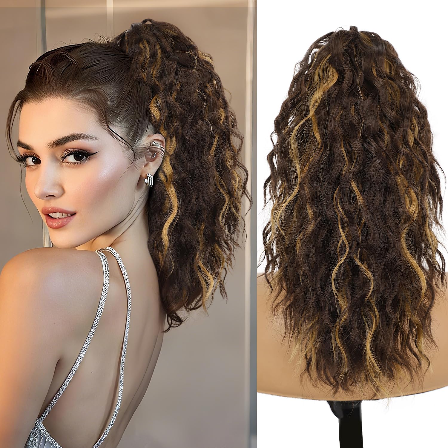 18“ Claw Clip Ponytail Extension Wavy Pony Tails Hair Extensions