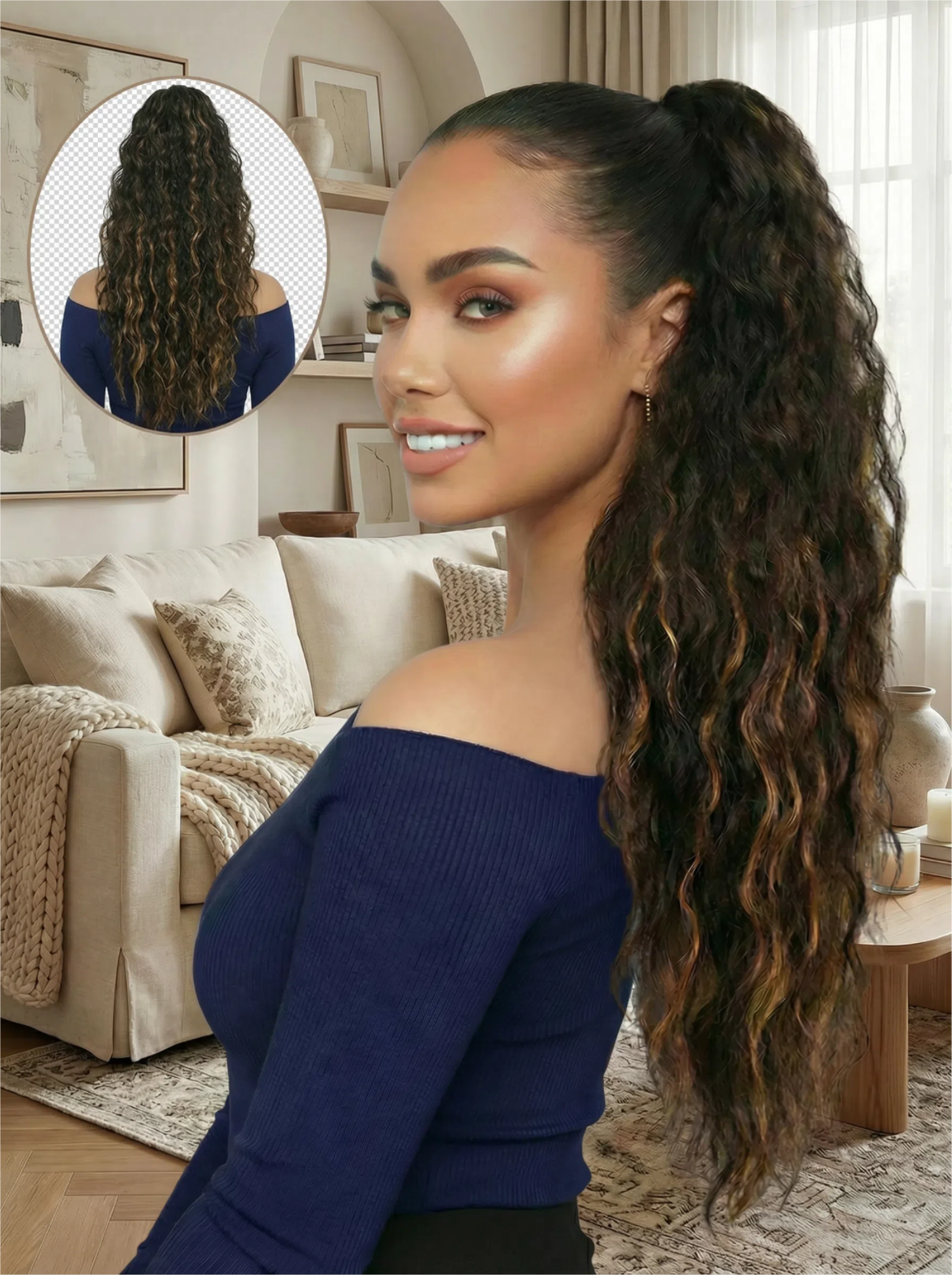 ⏰Last Day Hot Sale–50% Off⌛💜Curly Hair Extension with Ponytail🔥
