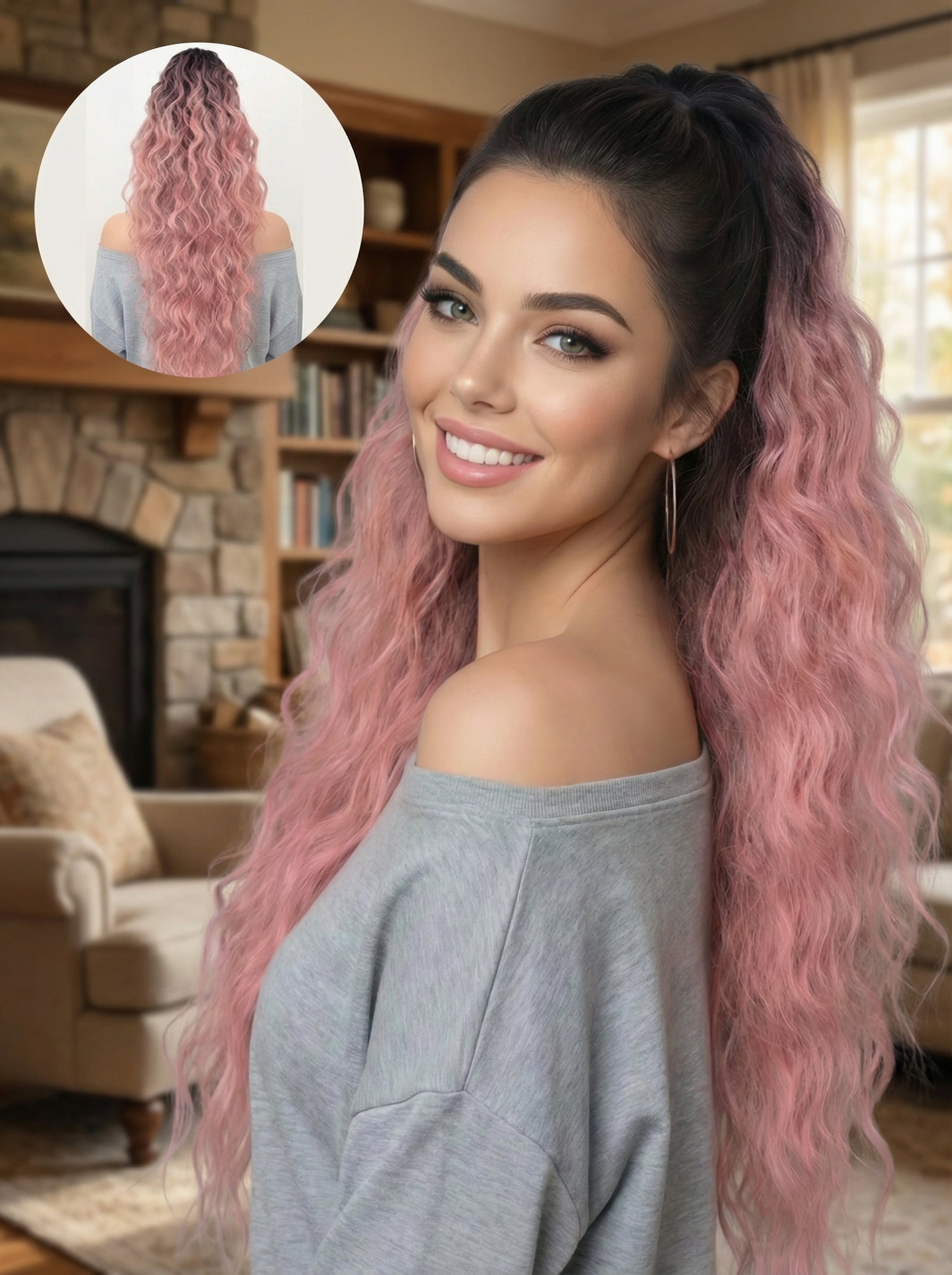 ⏰Last Day Hot Sale–50% Off⌛💜Curly Hair Extension with Ponytail🔥