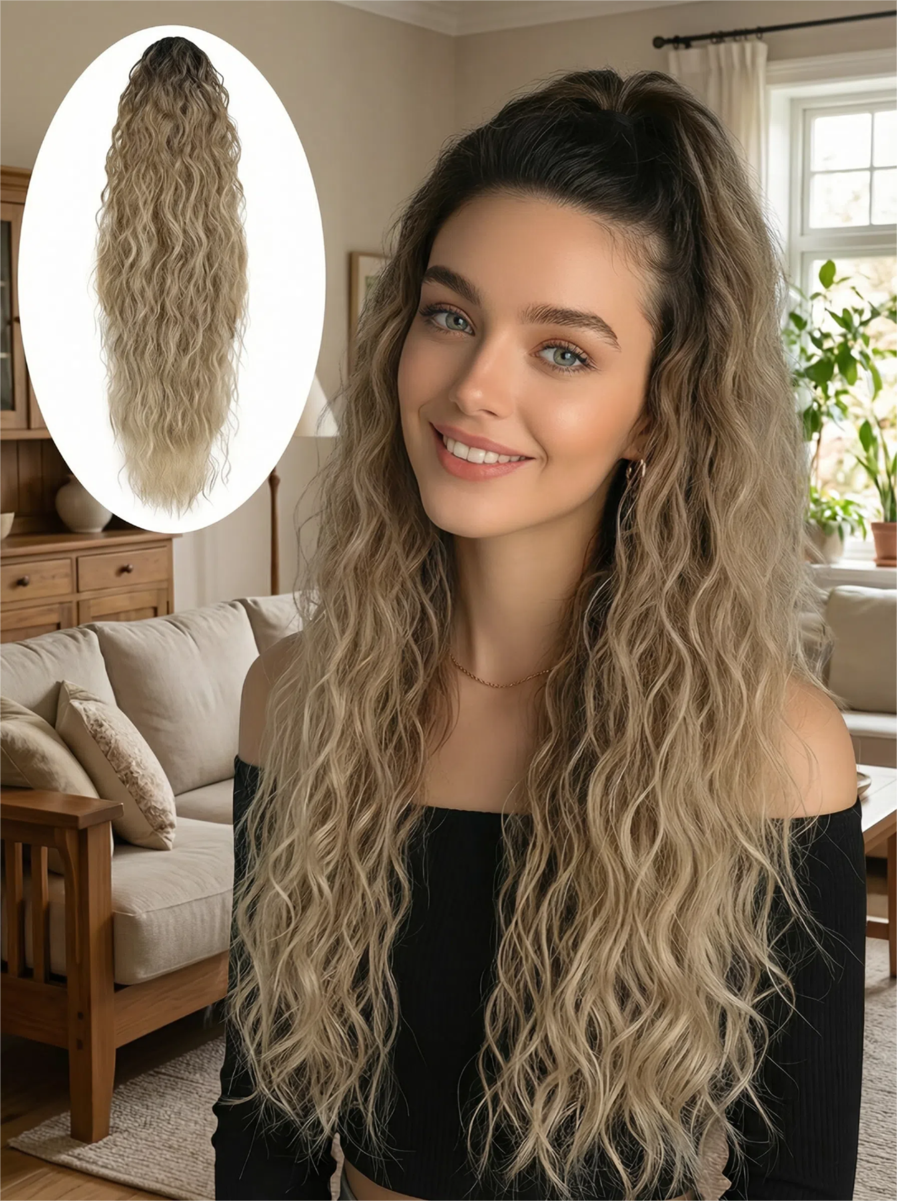 ⏰Last Day Hot Sale–50% Off⌛💜Curly Hair Extension with Ponytail🔥