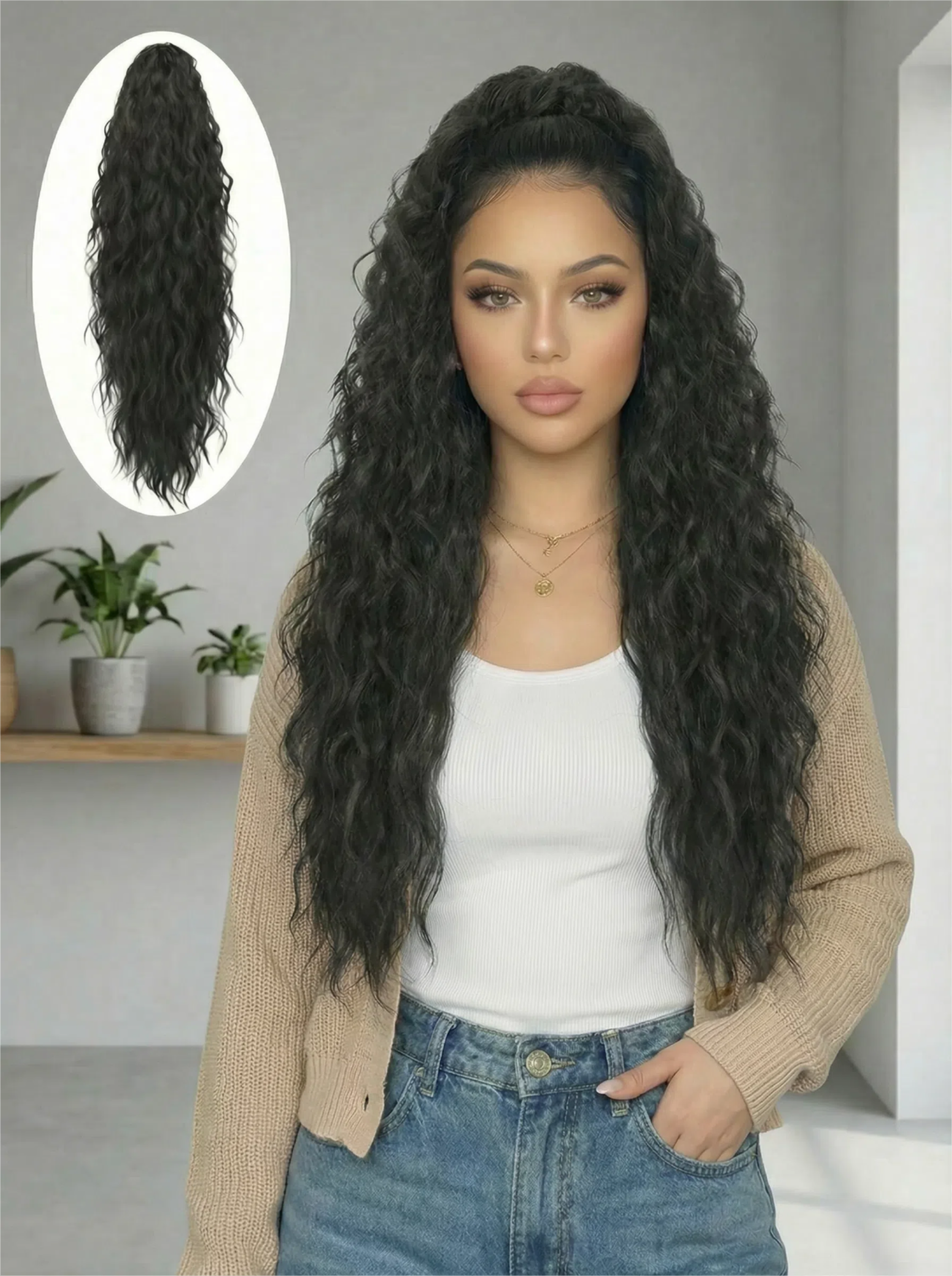 ⏰Last Day Hot Sale–50% Off⌛💜Curly Hair Extension with Ponytail🔥