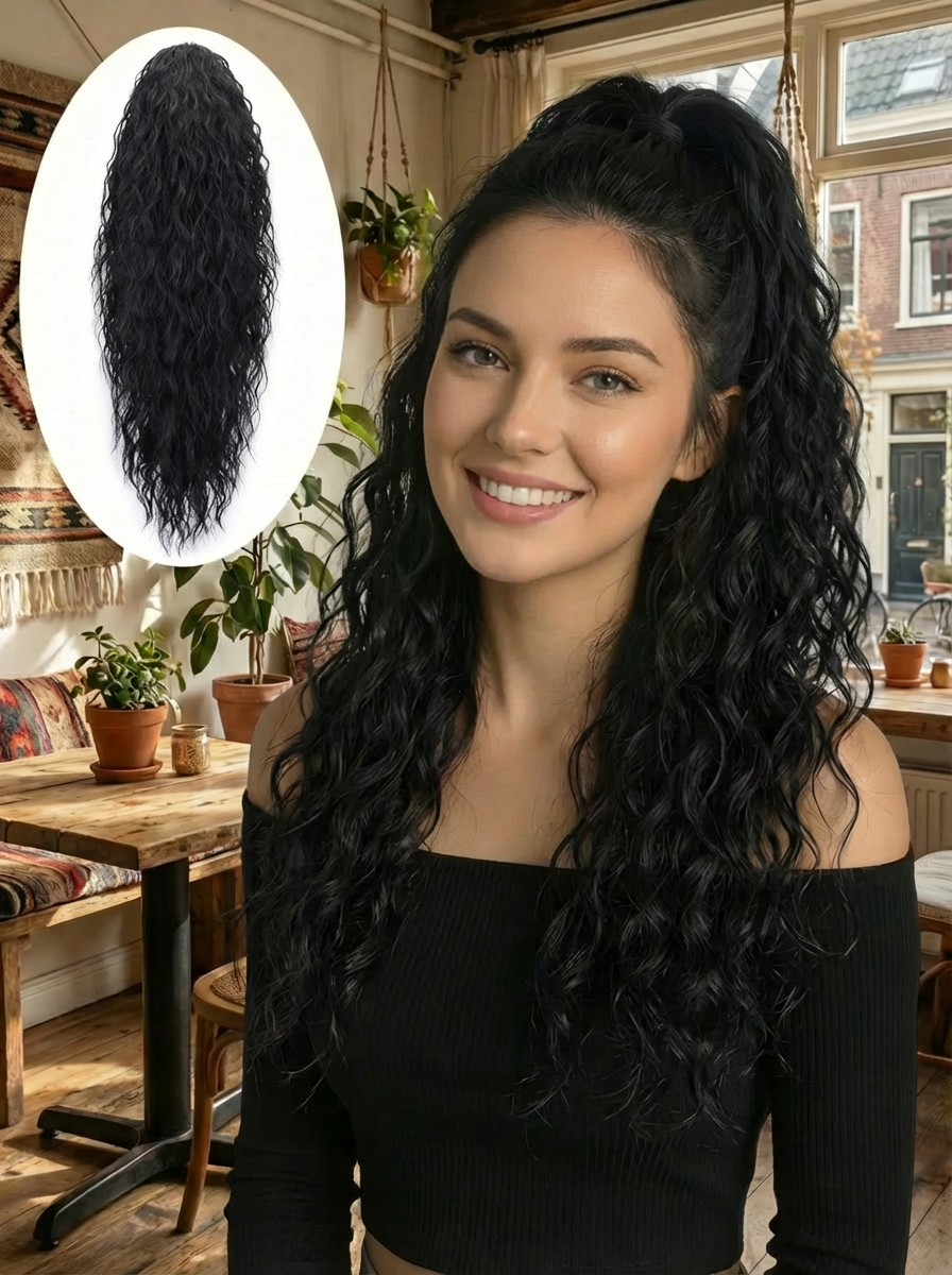 ⏰Last Day Hot Sale–50% Off⌛💜Curly Hair Extension with Ponytail🔥