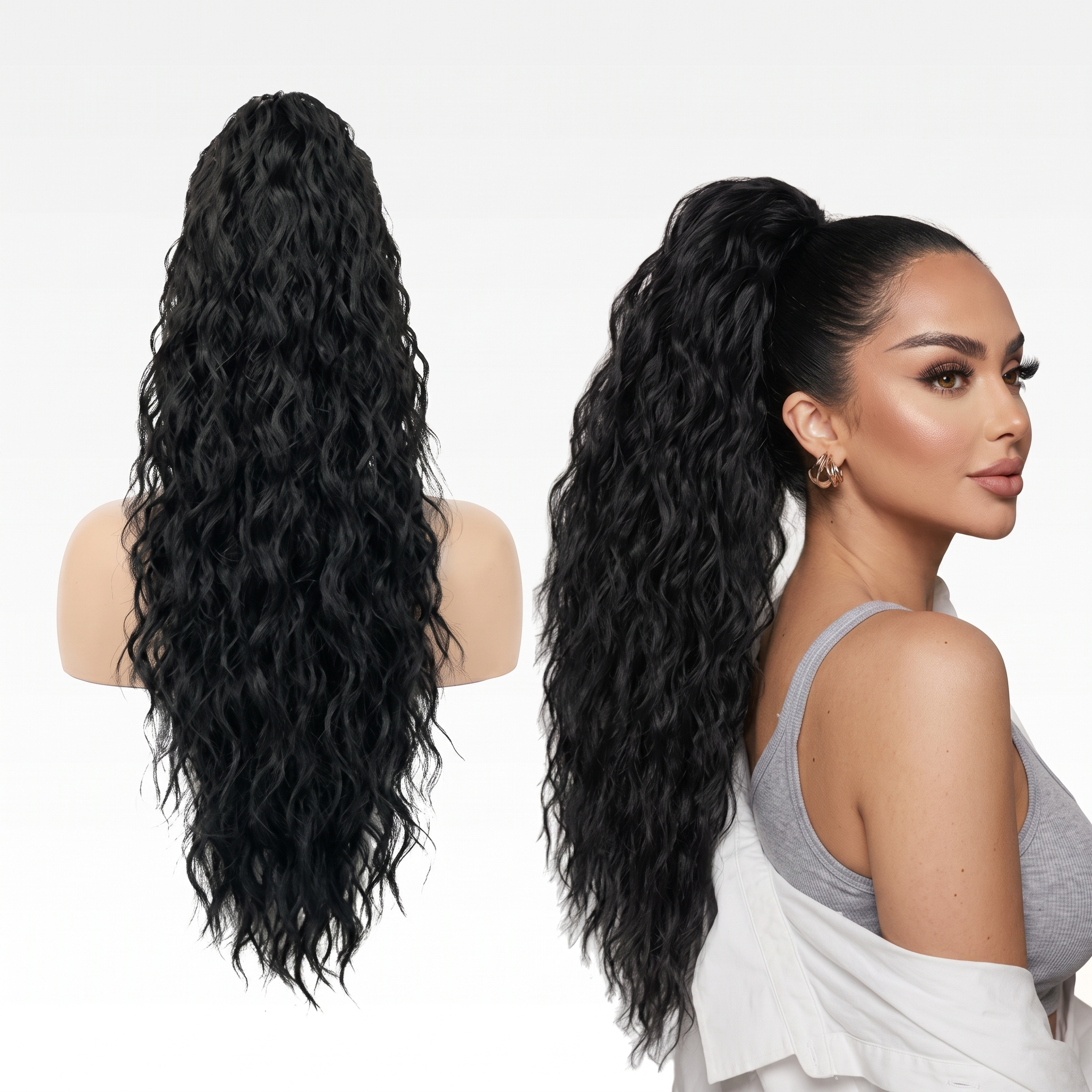 ⏰Last Day Hot Sale–50% Off⌛💜Curly Hair Extension with Ponytail🔥