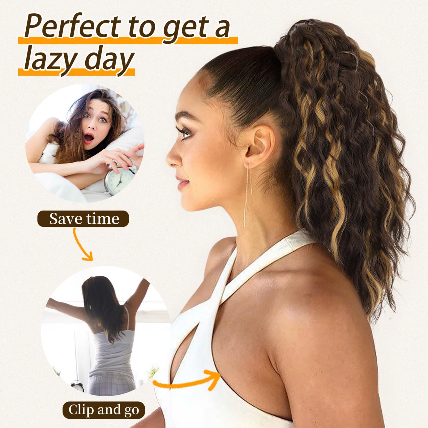 18“ Claw Clip Ponytail Extension Wavy Pony Tails Hair Extensions