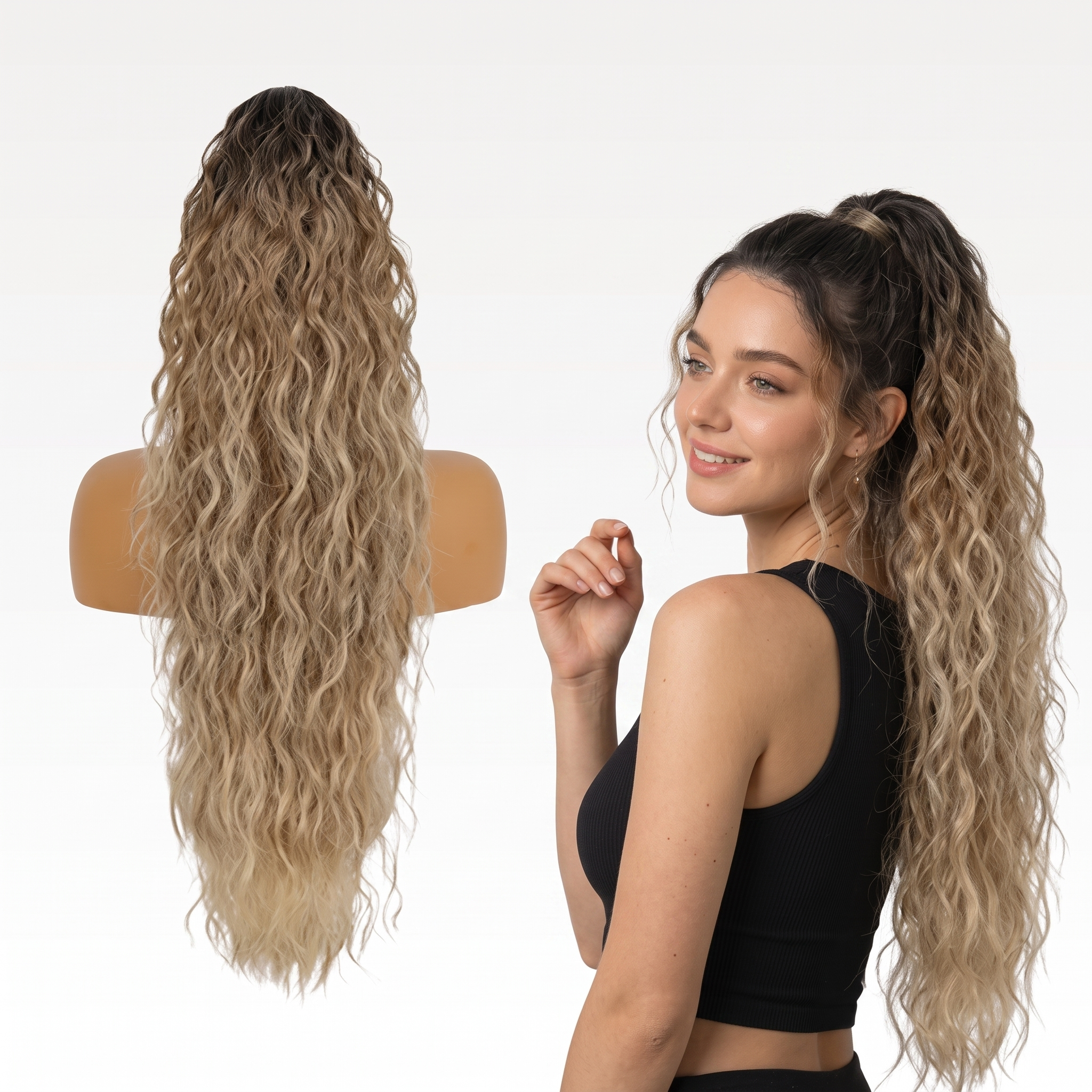 ⏰Last Day Hot Sale–50% Off⌛💜Curly Hair Extension with Ponytail🔥
