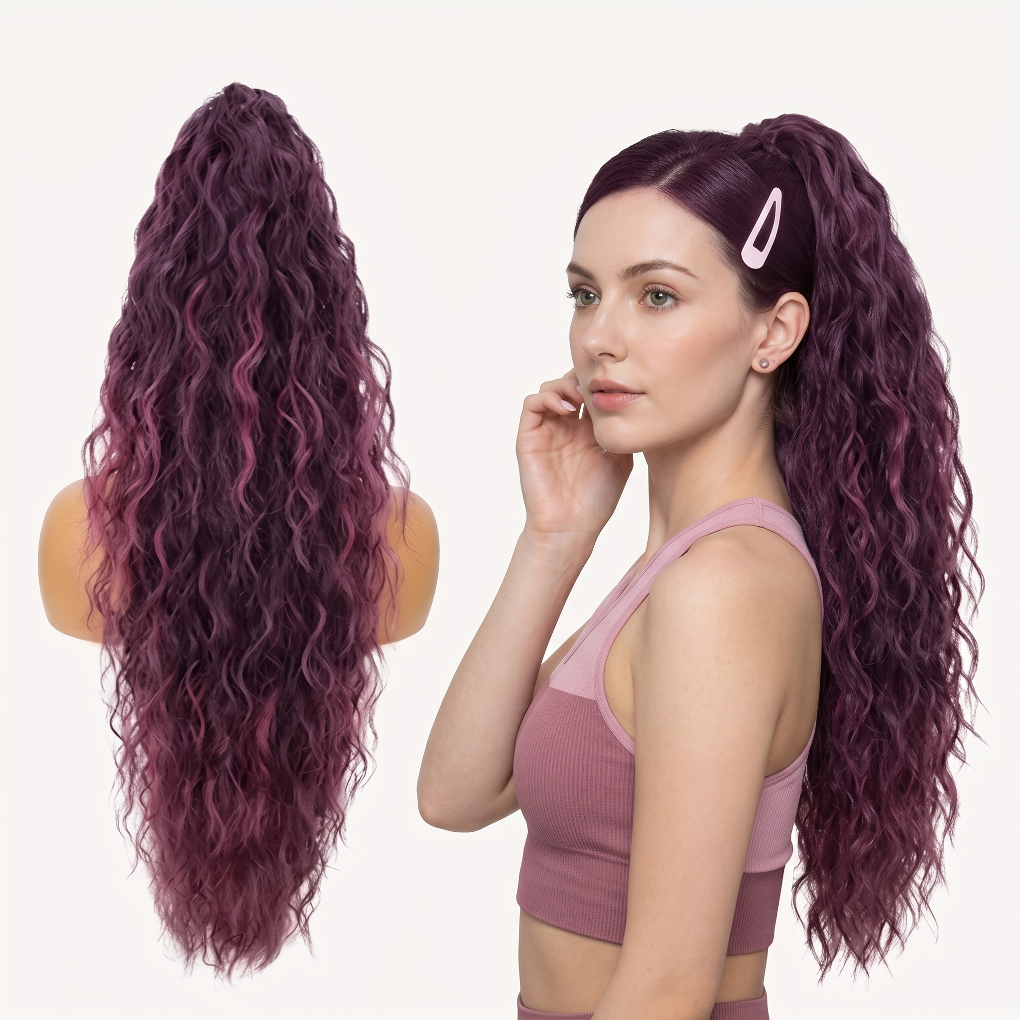 ⏰Last Day Hot Sale–50% Off⌛💜Curly Hair Extension with Ponytail🔥
