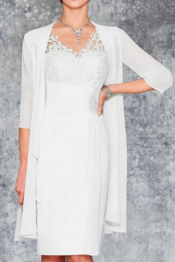 Mint Brautmutterkleid Kurz Chiffon | Kurze Brautmutterkleider mit Jacke