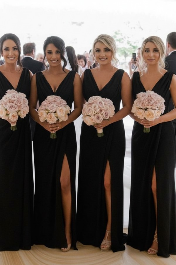 Elegante Brautjungfernkleider Lang Chiffon | Kleider für Brautjungfern