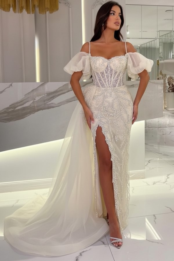 Himmel Blaue Abendkleider Lang Glitzer | Abiballkleider mit Spitze