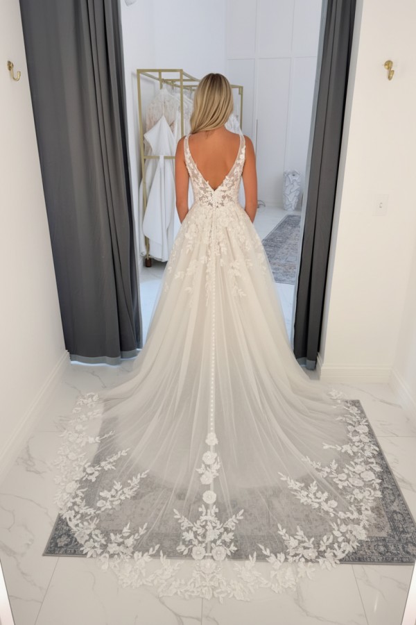 Vintage Hochzeitskleider A Linie V Ausschnitt Brautkleider mit Spitze