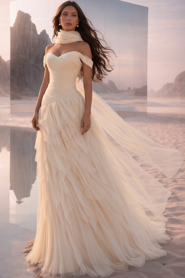  Tintenblau Abendkleider Lang Tüll Ballkleider Abiballkleider Online