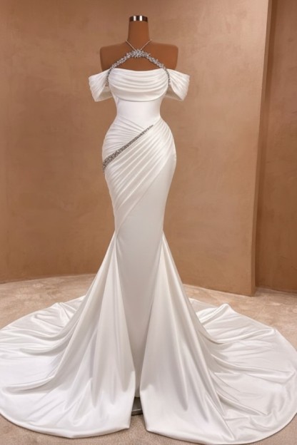 Silber Abendkleider Lang Meerjungfrau Stil Abiballkleider Ballkleid Mit Glitzer