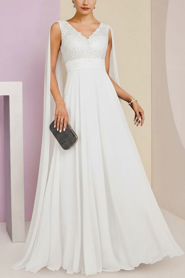 Brautmutterkleid Lang Blau Kleider für Brautmutter mit Ärmel