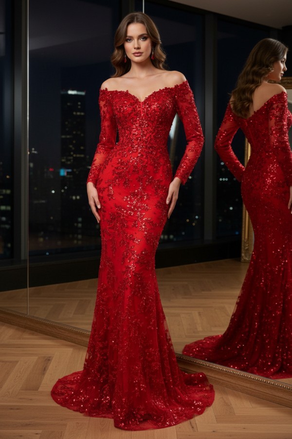 Elegante Abendkleider Lang Rot | Abiballkleider Partykleider Online