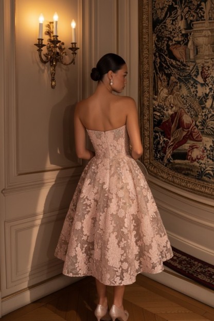 Rosa Cocktailkleider Kurz Spitze Ballkleider Glitzer Online