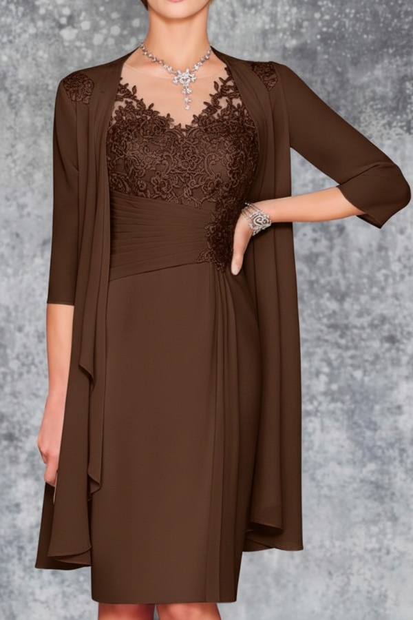 Mint Brautmutterkleid Kurz Chiffon | Kurze Brautmutterkleider mit Jacke