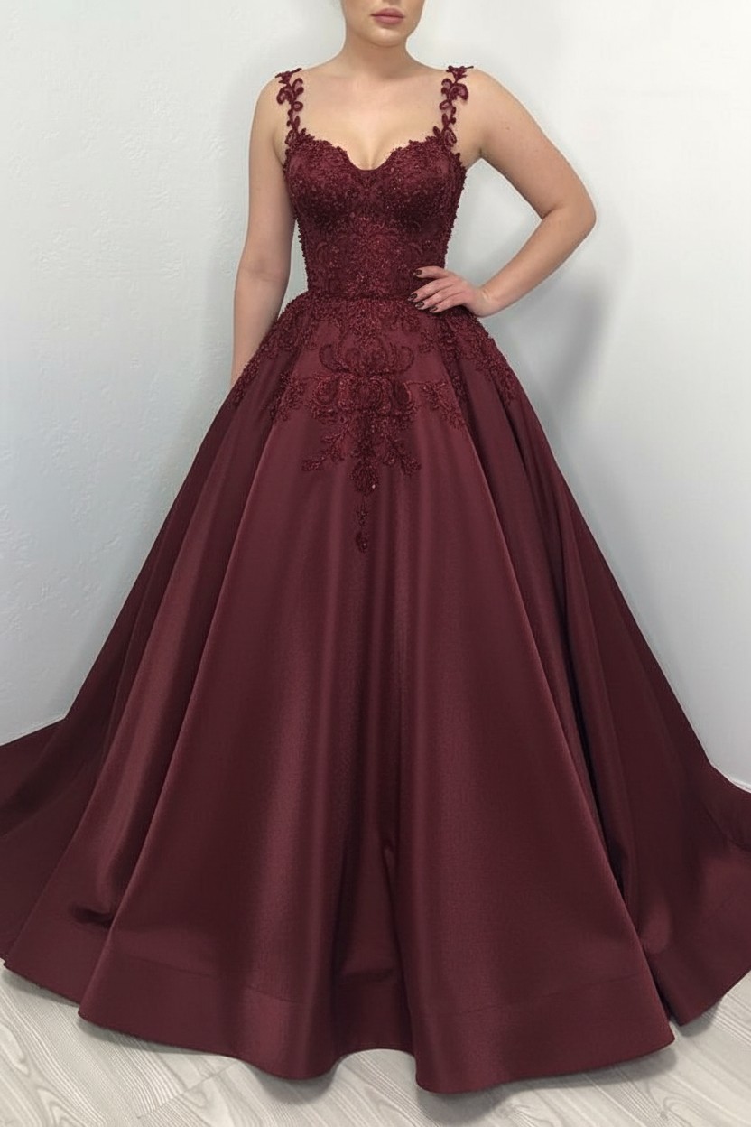 Designer Brautkleider A Linie Mit Spitze | Satin Hochzeitskleider Schwarz