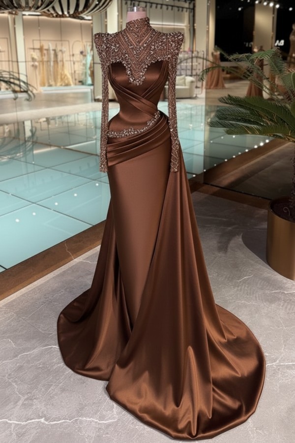 Schöne Abendkleider Lang Glitzer Lila Ballkleider mit Ärmel