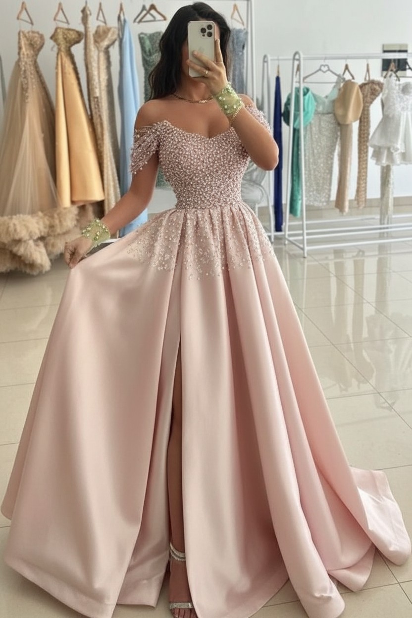 Günstige Abendkleider Lang Grün Ballkleider Abiballkleider mit Glitzer