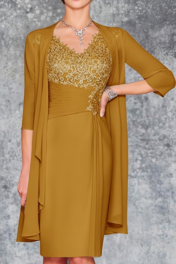 Mint Brautmutterkleid Kurz Chiffon | Kurze Brautmutterkleider mit Jacke