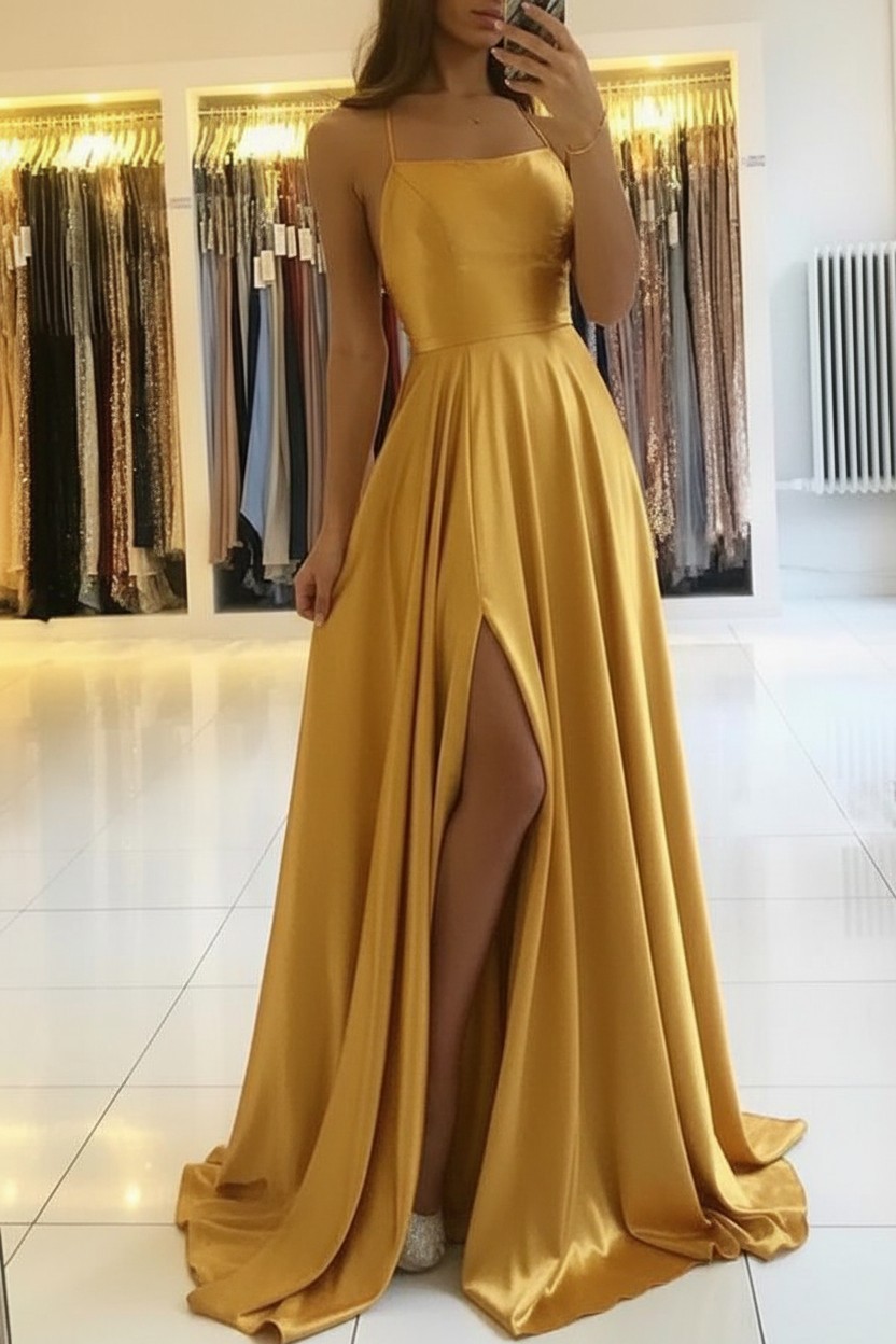 Schlichtes Abendkleid Lang Grün | Abiballkleider Günstig