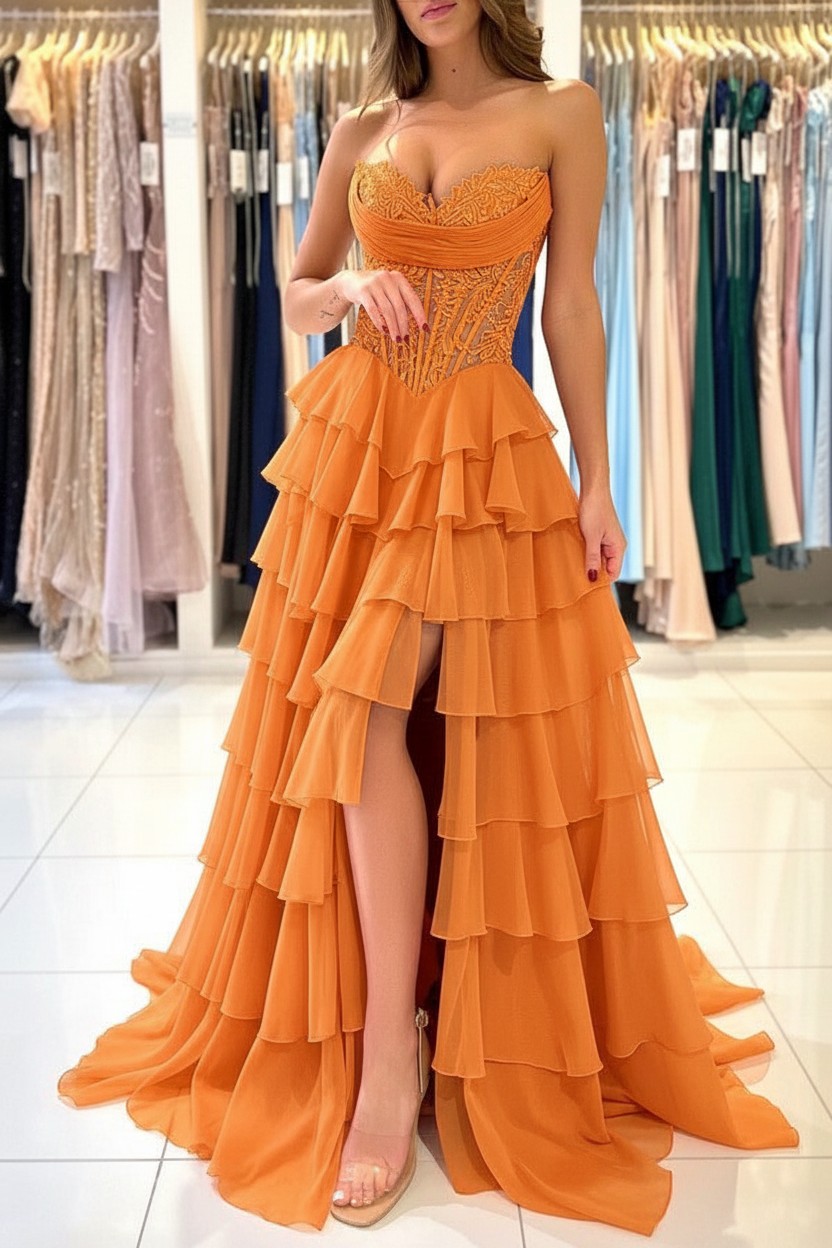 Elegante Abendkleider Lang Blau Ballkleider Mit Spitze