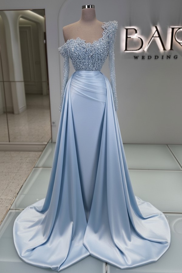 Luxus Ballkleider Lang Glitzer Abendkleider Abiballkleider mit armel | Babyonlinedress.de