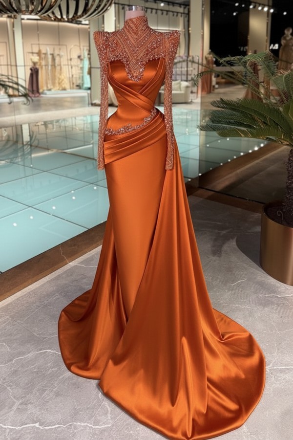 Schöne Abendkleider Lang Glitzer Lila Ballkleider mit Ärmel