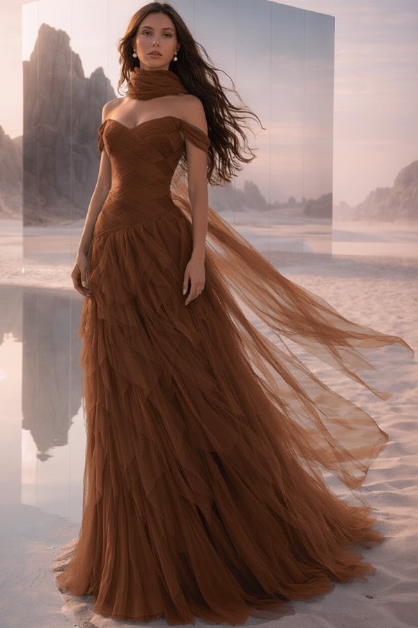  Tintenblau Abendkleider Lang Tüll Ballkleider Abiballkleider Online