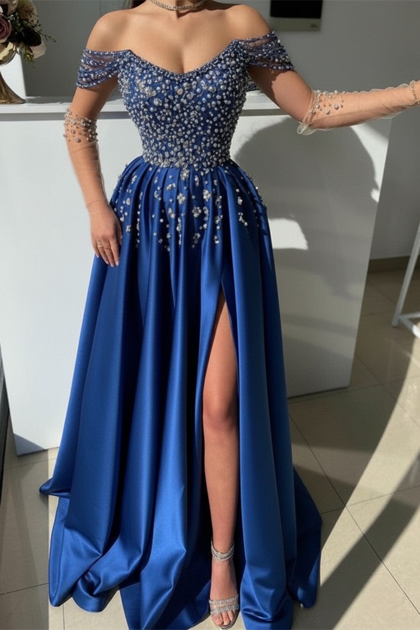 Dunsty Rosa Abendkleider Lang Günstig | Abiballkeider mit Glitzer