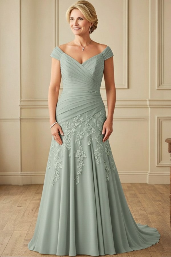 Champagne Brautmutterkleider Lang Günstig Kleider für Brautmutter