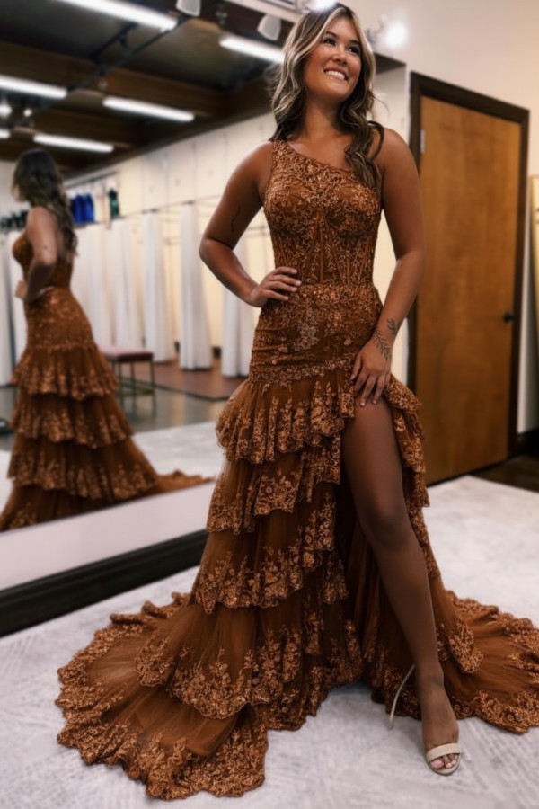 Lilac Abendkleider Lang Spitze | Abiballkleider mit Glitzer