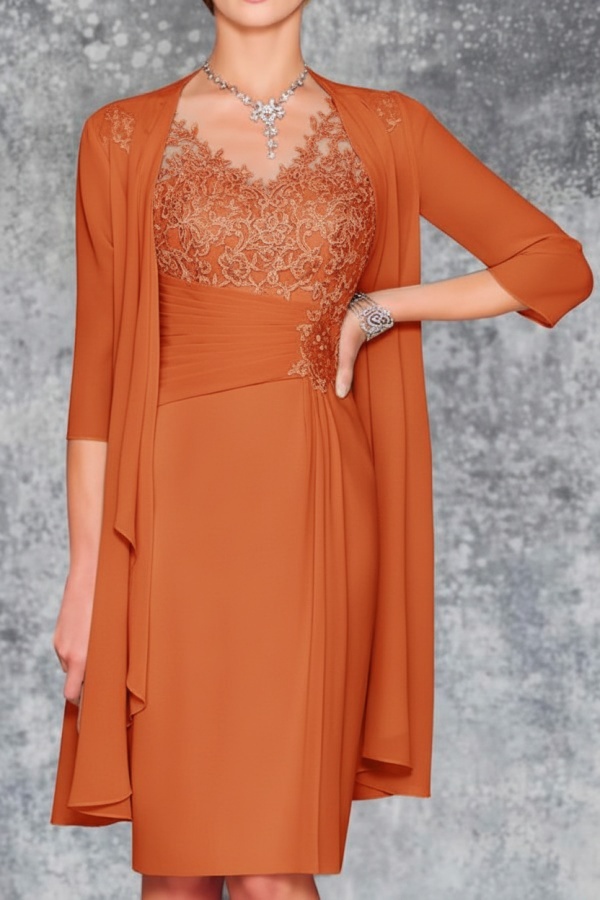 Mint Brautmutterkleid Kurz Chiffon | Kurze Brautmutterkleider mit Jacke